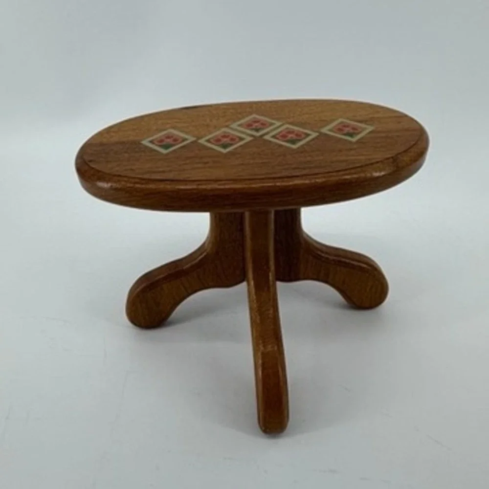 Roy & Marilyn Zimmerman 1991 Handcrafted Miniature Wood Oval Pedestal Table